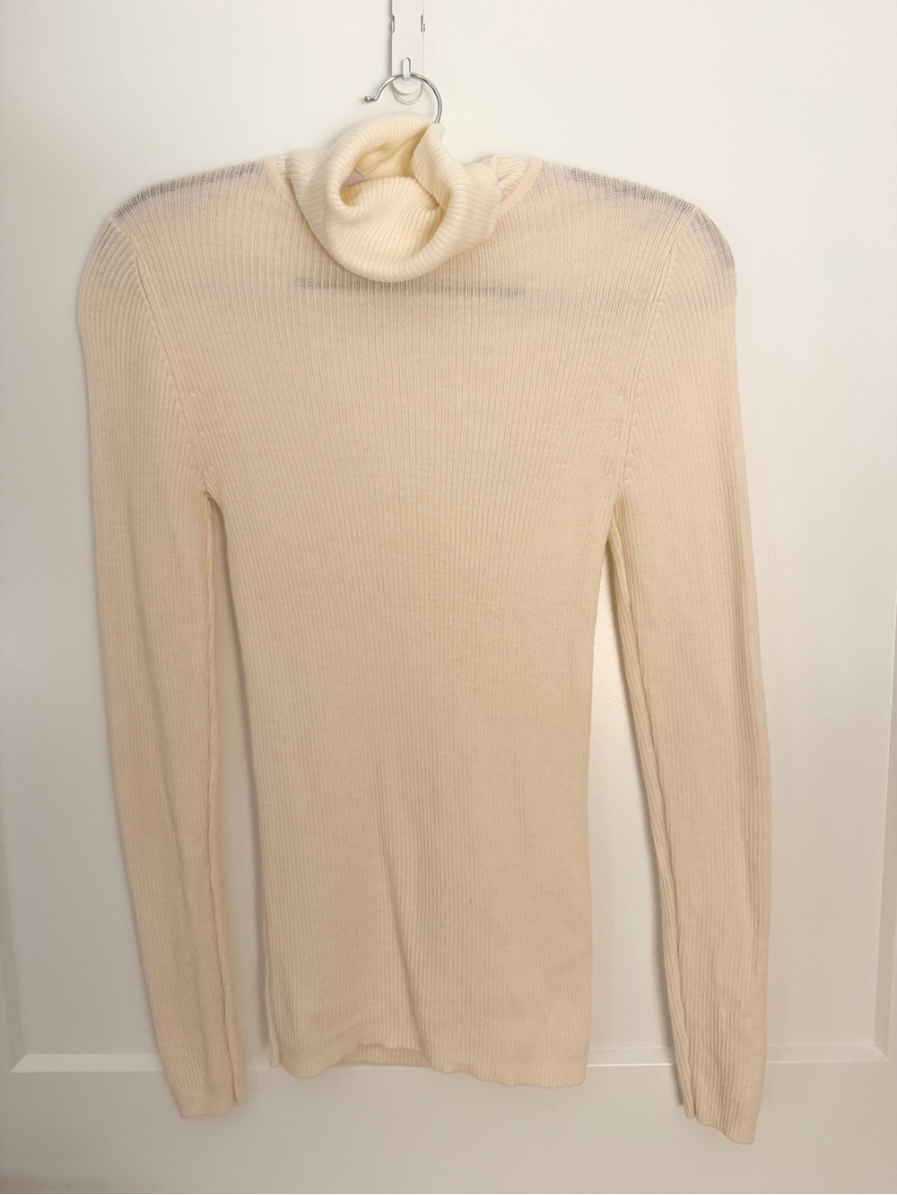 Muji Cream Ribbed Turtleneck Sweater